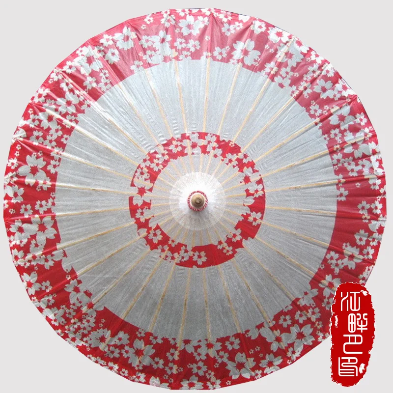 

JIANGPANYUE White Red Chinese Japanese Style Paper Umbrellas Long Handle Umbrella Decration Red Female Cosplay Props