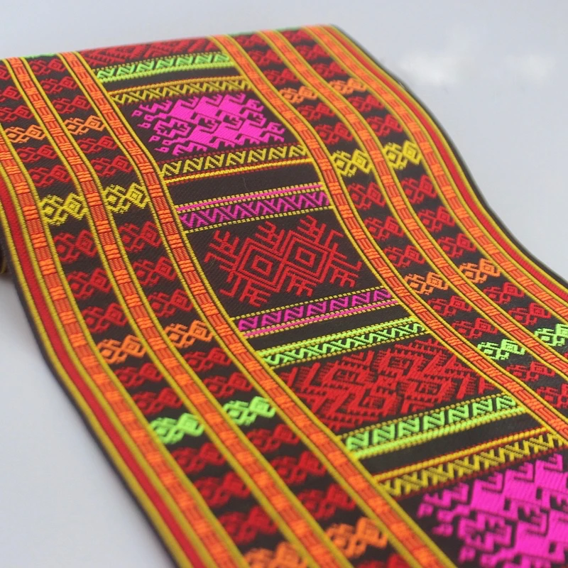 

1yard hmong miao jacquard webbing lace trim 20cm dress collar ribbon woven tape ethnic tribal thai india boho DIY accessory deco