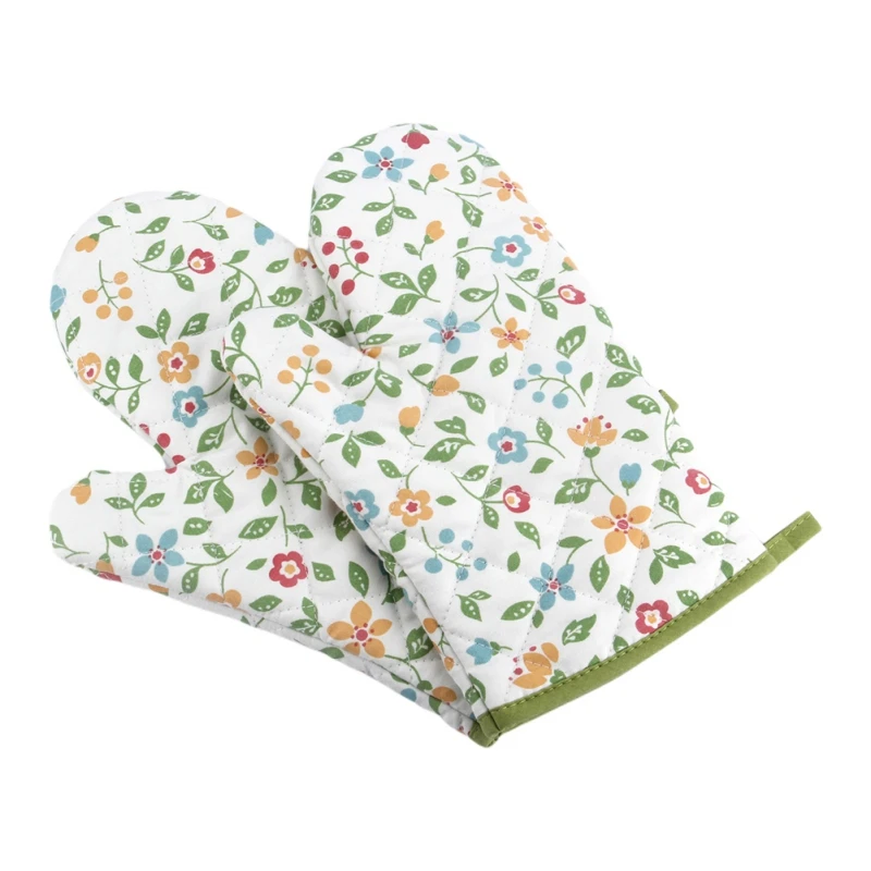 

2pcs Kitchen Gloves Insulation Floral Pattern Potholder Pad Thickening Anti-scalding For Baking Gloves Practical Gadgets
