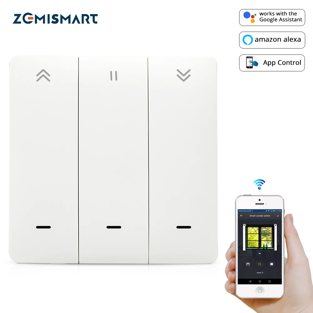 Умный переключатель Zemismart Zigbee Tuya для штор настенный кнопочный выключатель с