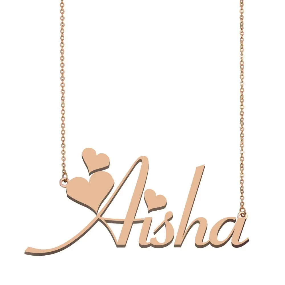 

Aisha Name Necklace Custom Nameplate Pendant for Women Girls Best Friends Birthday Wedding Christmas Mother Days Gift