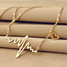 Ожерелье из титана в форме сердца, имитация ЭКГ, цепочка с подвеской в форме сердца, ювелирные изделия, Женская цепочка до ключицы