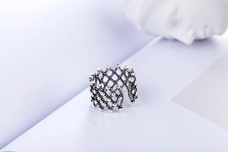 

DIEERLAN Exaggerated Personality 925 Sterling Silver Hollow Rings For Women Wedding Jewelry Adjustable Finger Men Ring Anillos