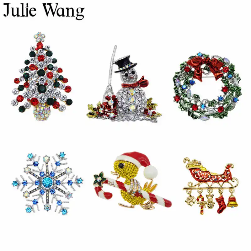 Julie Wang 4-9 искусственная Рождественская брошь разразы Смешанная эмаль Снеговик