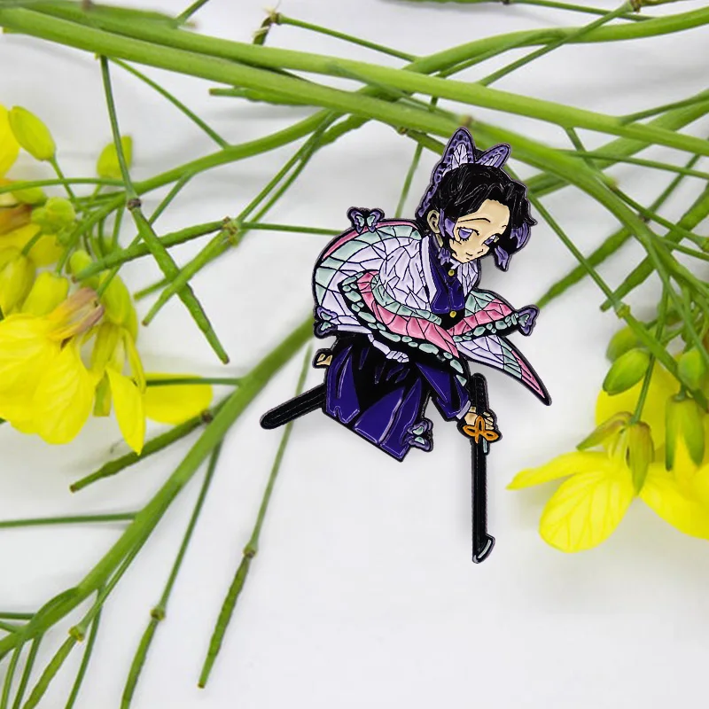 Kimetsu No Yaiba булавка аниме шинобу Кочо значок для дыхания насекомых отличный