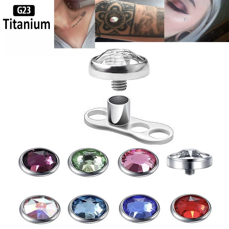 

1PC G23 Titanium Dermal Anchor F136 Piercing Anti-allergic CZ Embedded Bone Nail Skin Nail Skinner Implant Piercing Body Jewelry