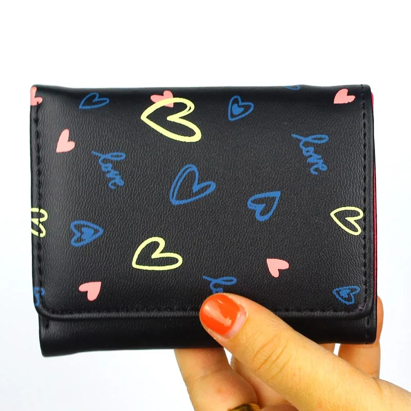 short-black BOTUSI, новинка, длинный женский кошелек, сердце, лучший кошелек, Женский чехол, карман для телефона, из искусственной кожи, женский клатч, держатель для карт, денег, монет - Цвет: short-black