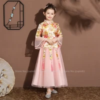 kids girl chinese traditional cheongsam hanfu tang suit fairy princess qipao dress children new year festival guzheng outfit set