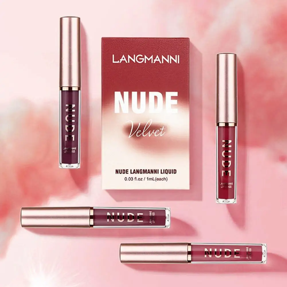 

4pcs Fashion Velvet Matte Lipstick Long Lasting Waterproof Lip Stick Sexy Red Liquid Lip Gloss Cosmetics Makeup Lip Gloss Set
