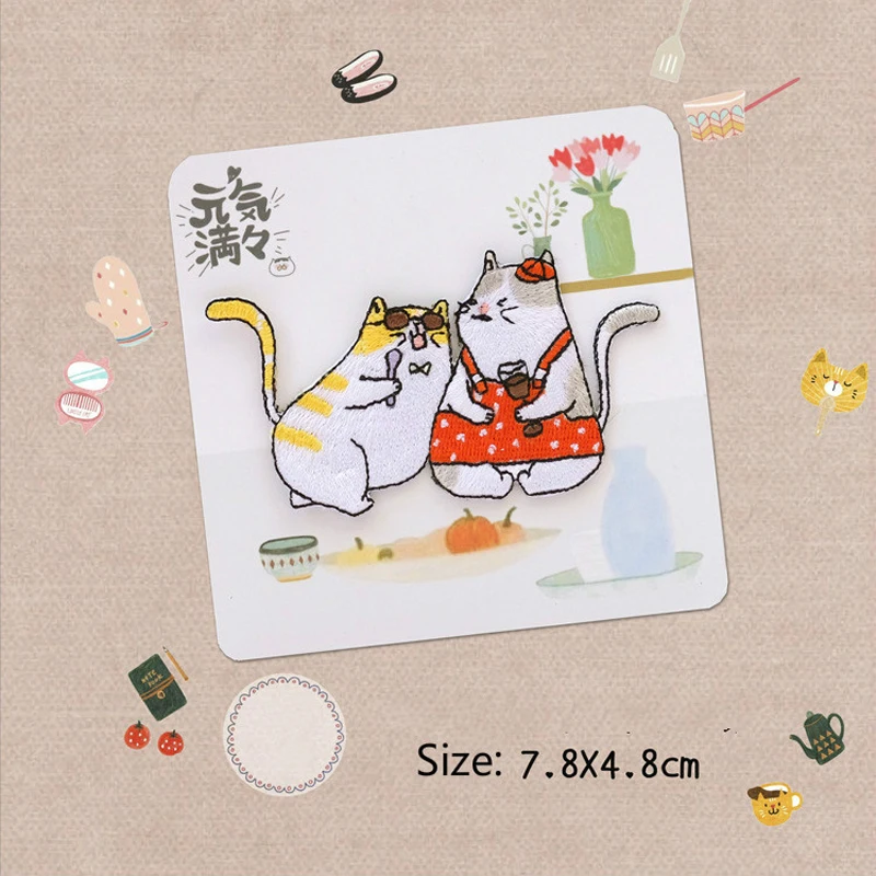 Патчи с вышивкой в виде симпатичного кота наклейка утюгом для одежды куртки