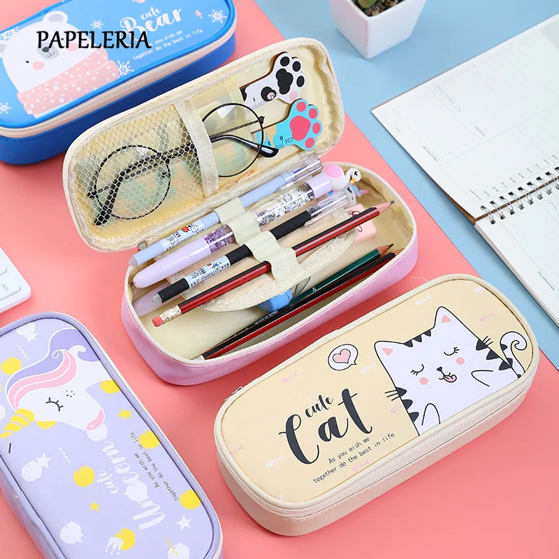 Милый школьный чехол для карандашей с кошкой девочек школьные принадлежности