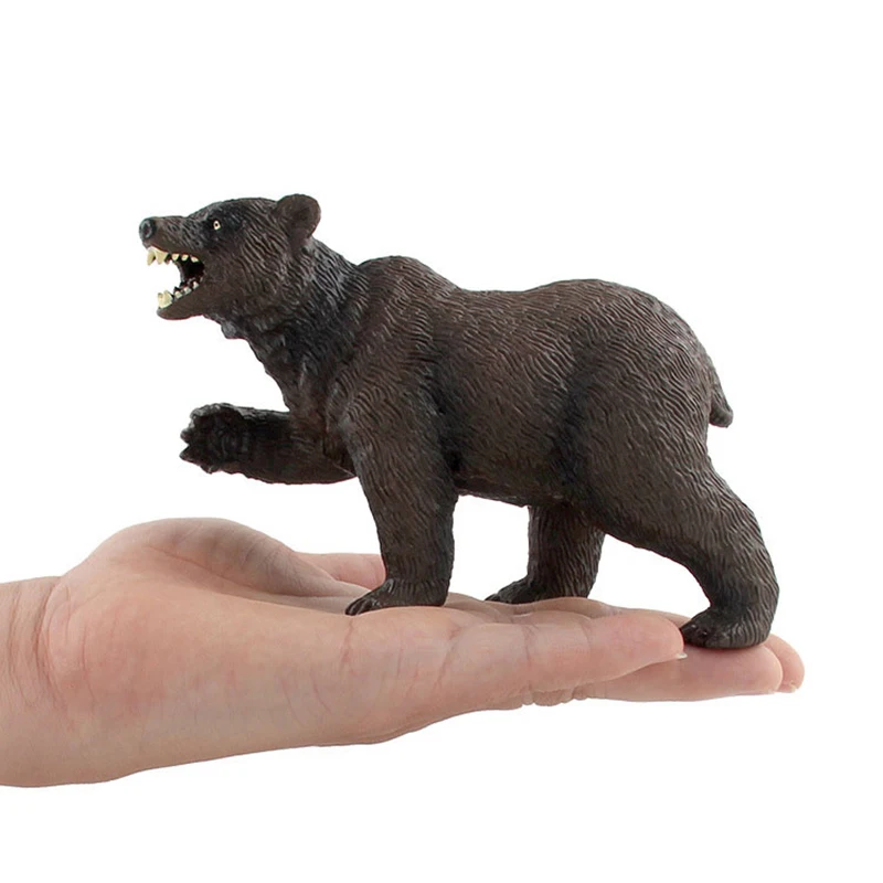 

6pcs/set 19cm Solid Animal Model Wild Fearsome Brown Black Bear Child Decoration Animales Early Education Children Toys