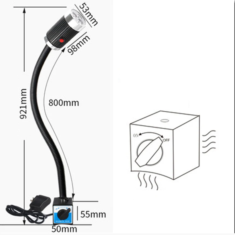 

Strong Magnetic Base LED Lathe Work Light Machine Tool Light Super Bright CNC Lathe Lamp Industrial Table Lamp 9W AC 100-240V