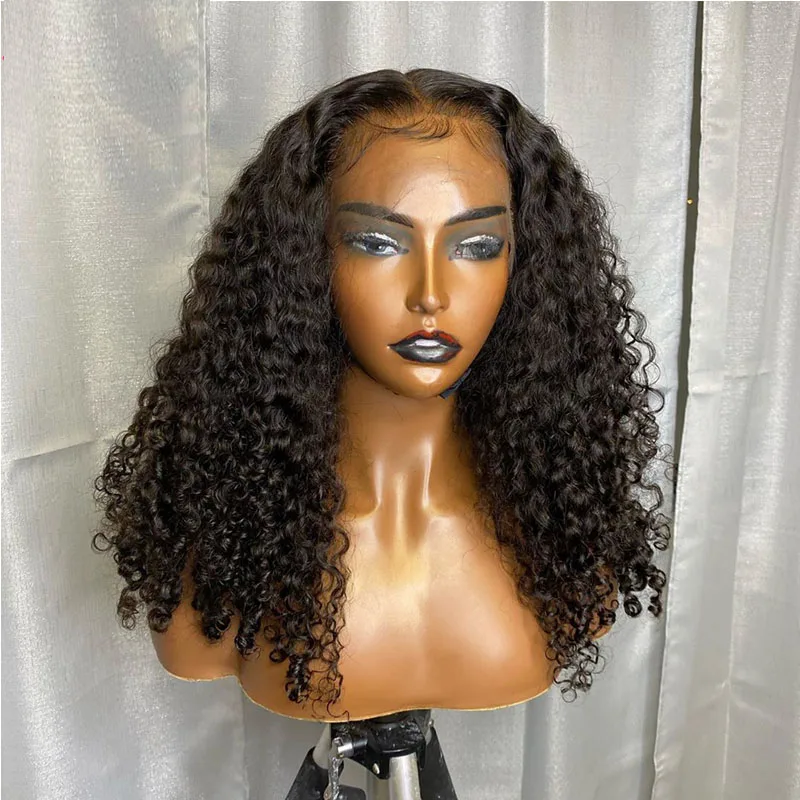 

12Inch Short Kinky Curly 180%Density Natural Hairline Loose Wave Glueless 13x4Lace Front Synthetic Wig For Women BabyHair