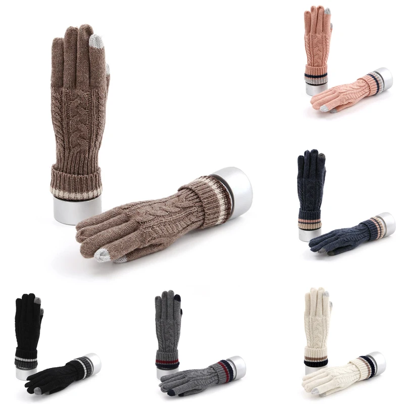 

Зимние шерстяные вязаные женские перчатки, высококачественные мужские варежки, утолщенные рандомные спортивные варежки с закрытыми пальц...
