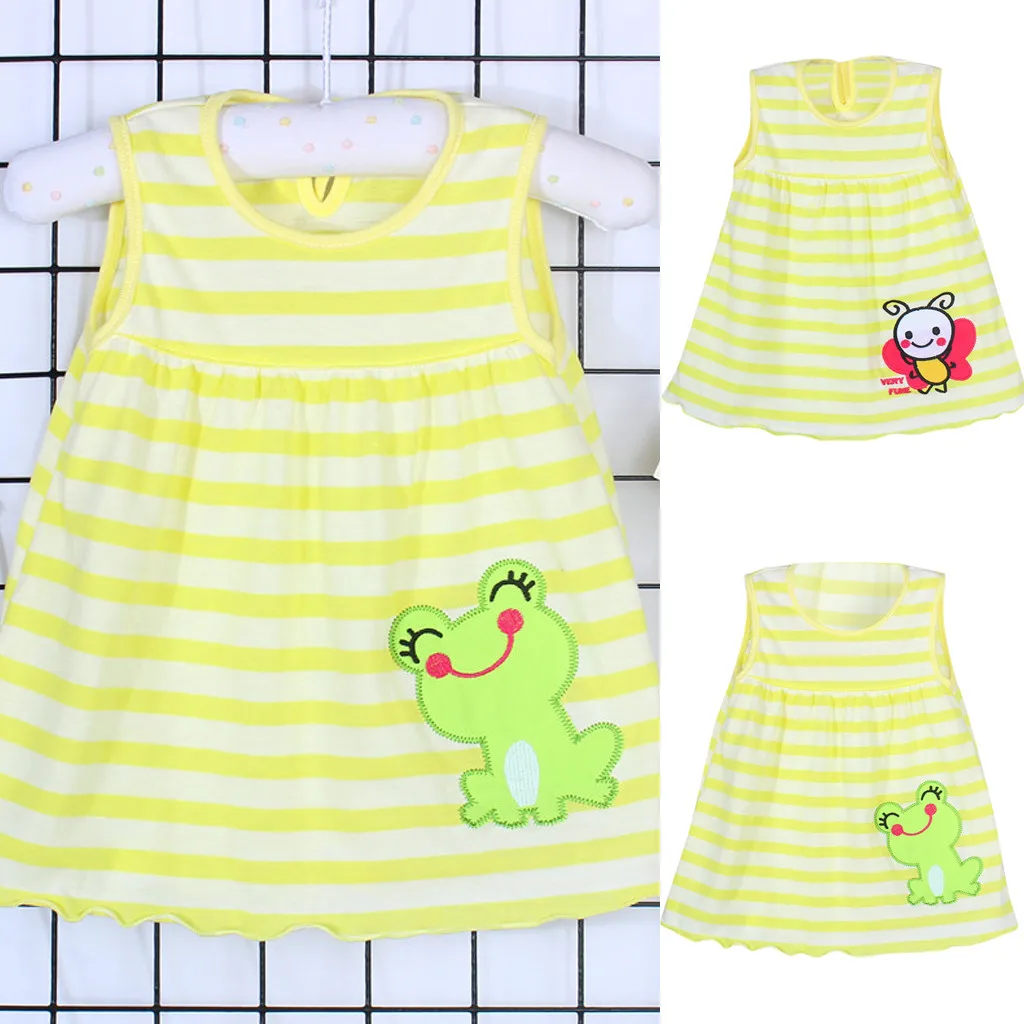 Детские летние платья для девочек платье в горошек принцессы Мультяшные лягушки