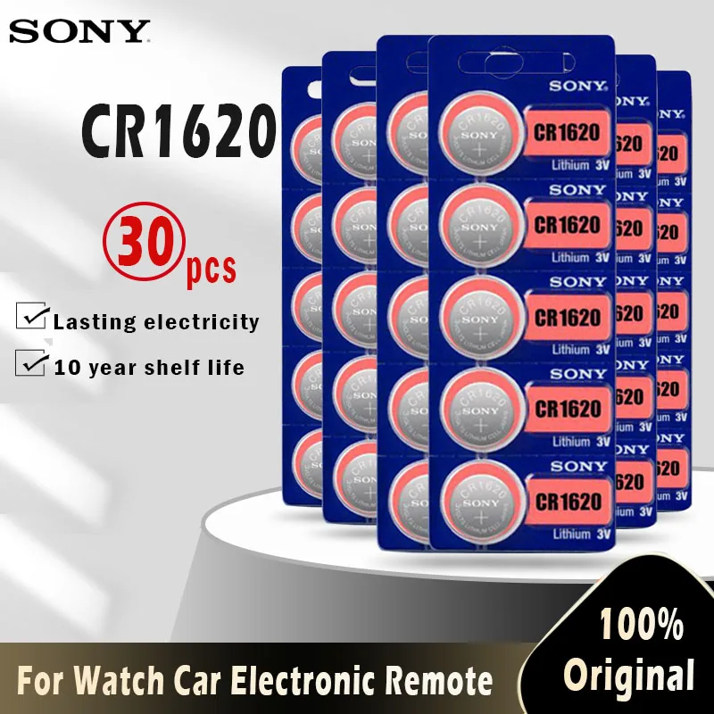 30 шт. Sony 100% оригинал CR1620 литиевая батарея для часов Автомобильный ключ пульт Comtrol