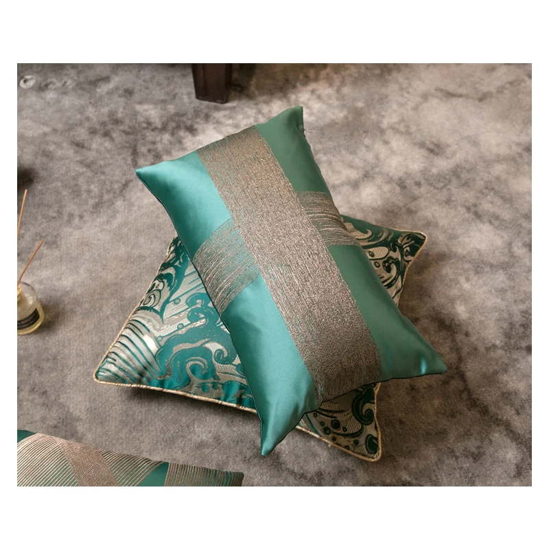 Роскошная Зеленая атласная жаккардовая Автомобильная наволочка для подушки