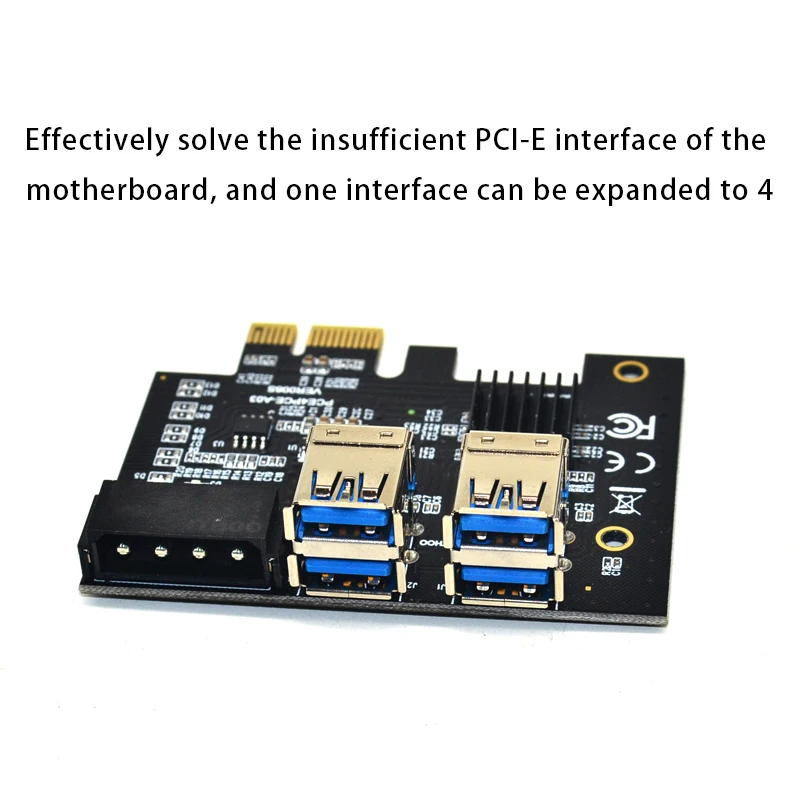 PCI-E 1 to 4 Expansion Card 1X 16X Port Dual Layer USB3.0 Graphics Adapter for BTC Mining | Электроника