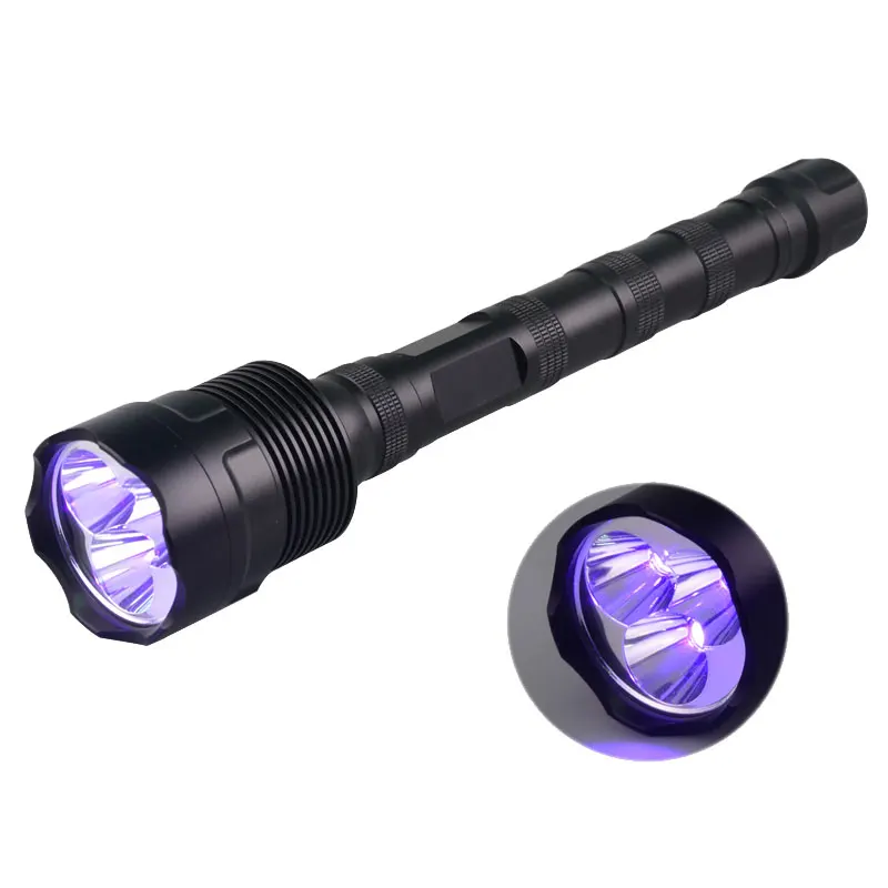 395nm UV light TMWT 3800 люменов, мощный фонарь, 3X10 Вт XML T6 светодиодный или 3 Вт ультрафиолетовый УФ 395нм 18650 матовый черный тактический фонарь - Испускаемый цвет: 395nm UV light