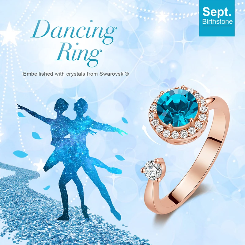 Женские поворотные кольца CDE золотого цвета с кристаллами регулируемое кольцо