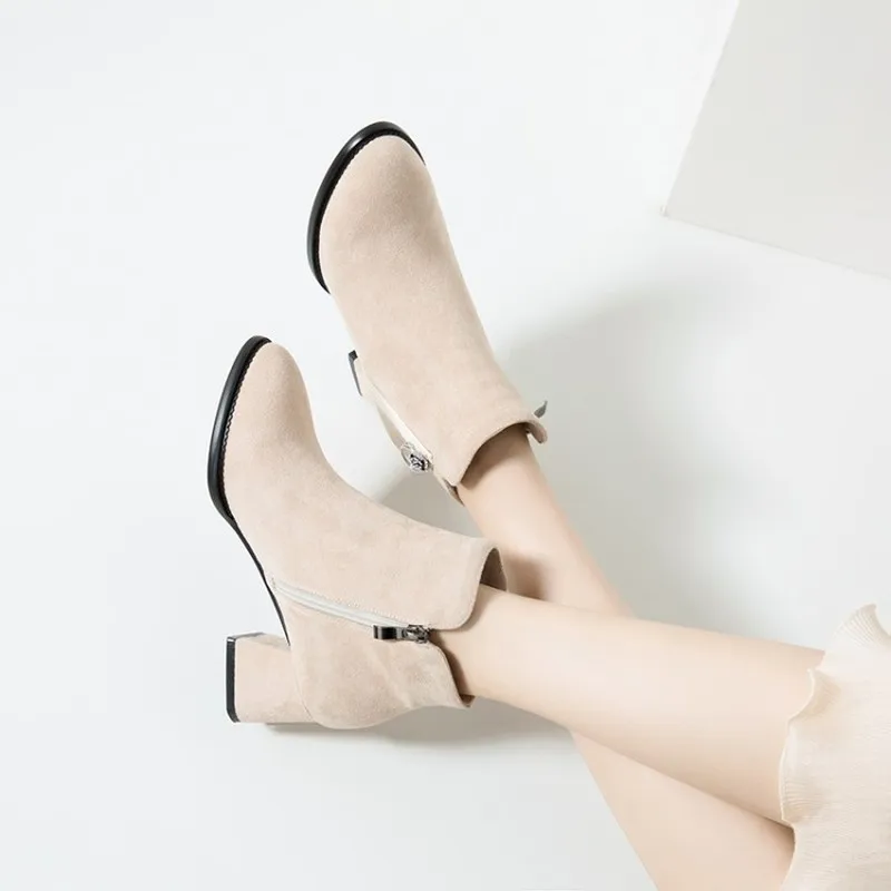 Женские ботинки на молнии среднем каблуке Размеры 33-43 6 5 см | Обувь