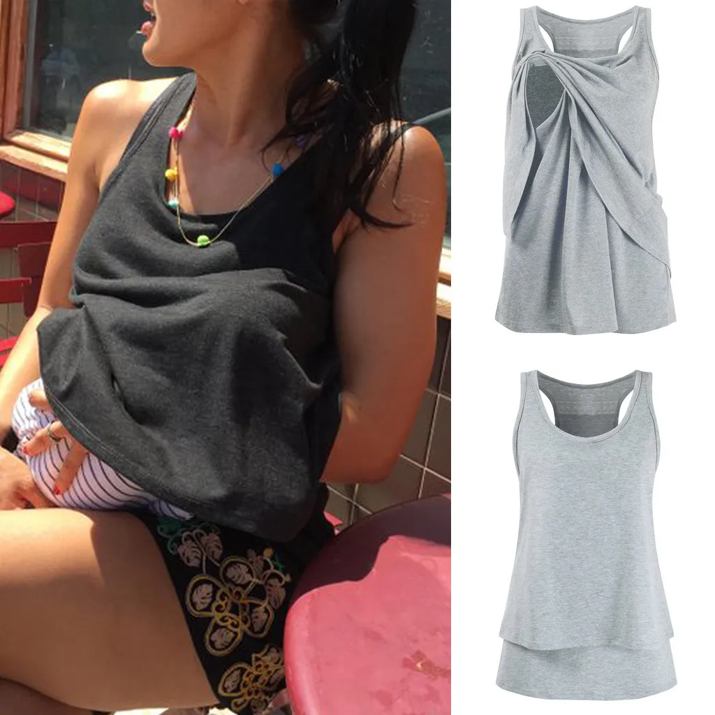 

Women's Maternity Nursing Wrap Double Layer Sleeveless Blouse T Shirt Summer Fashion Women's Clothing