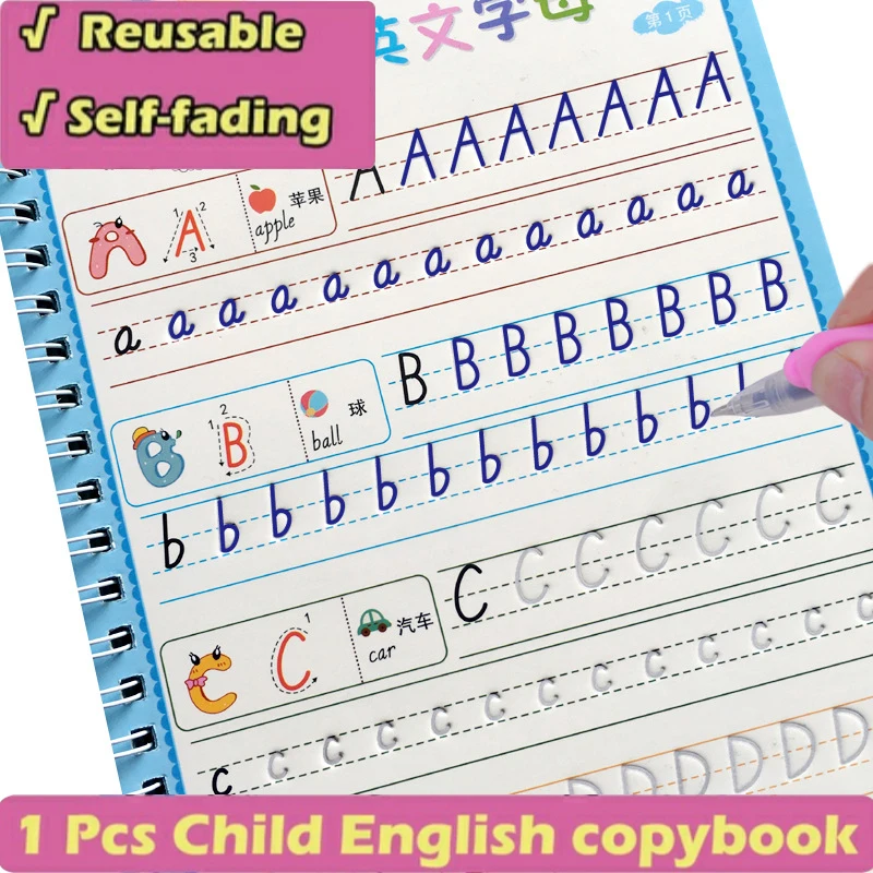 

New 26 English letters Reusable Copybook For Calligraphy Learning English Handwriting ractice Book For kids School Students Book