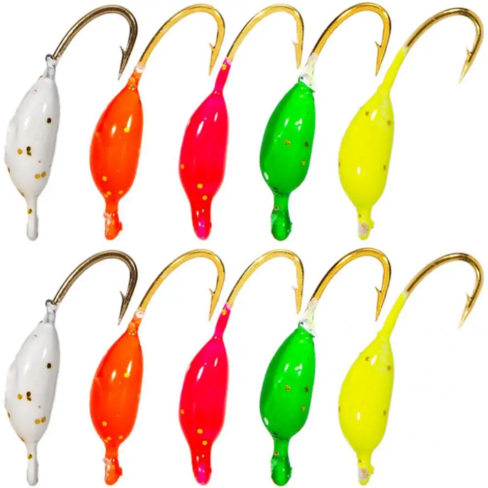 

10Pcs/Set Reliable Fishing Jigs Long-lasting Ice Fishing Jigs Mini Winter Ice Fishing Hooks for Lake Ice Fishing Hooks