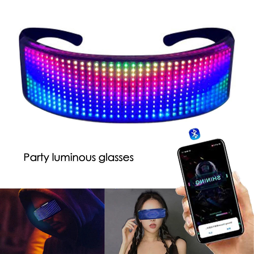 Magic Bluetooth Led Party Glasses APP Control Shield Luminous USB Charge DIY Quick Flash Shining Bar | Дом и сад