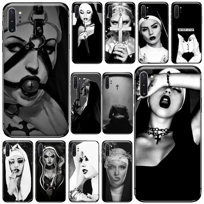 

Sister Nun Sexy Girl Smoke Phone Case For Samsung Galaxy S8 S9 S10 Plus S10E Note 3 4 5 6 7 8 9 10 Pro Lite cover