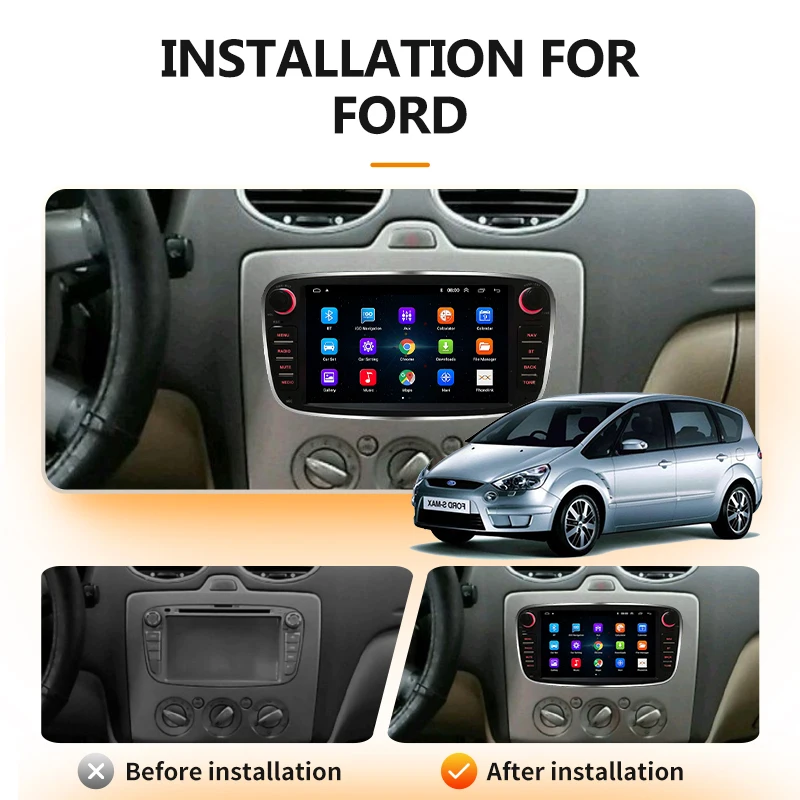 grandnavi android carplay car radio for ford focus s max mondeo c max galaxy gps car multimedia video player 2din 2 din dvd free global shipping