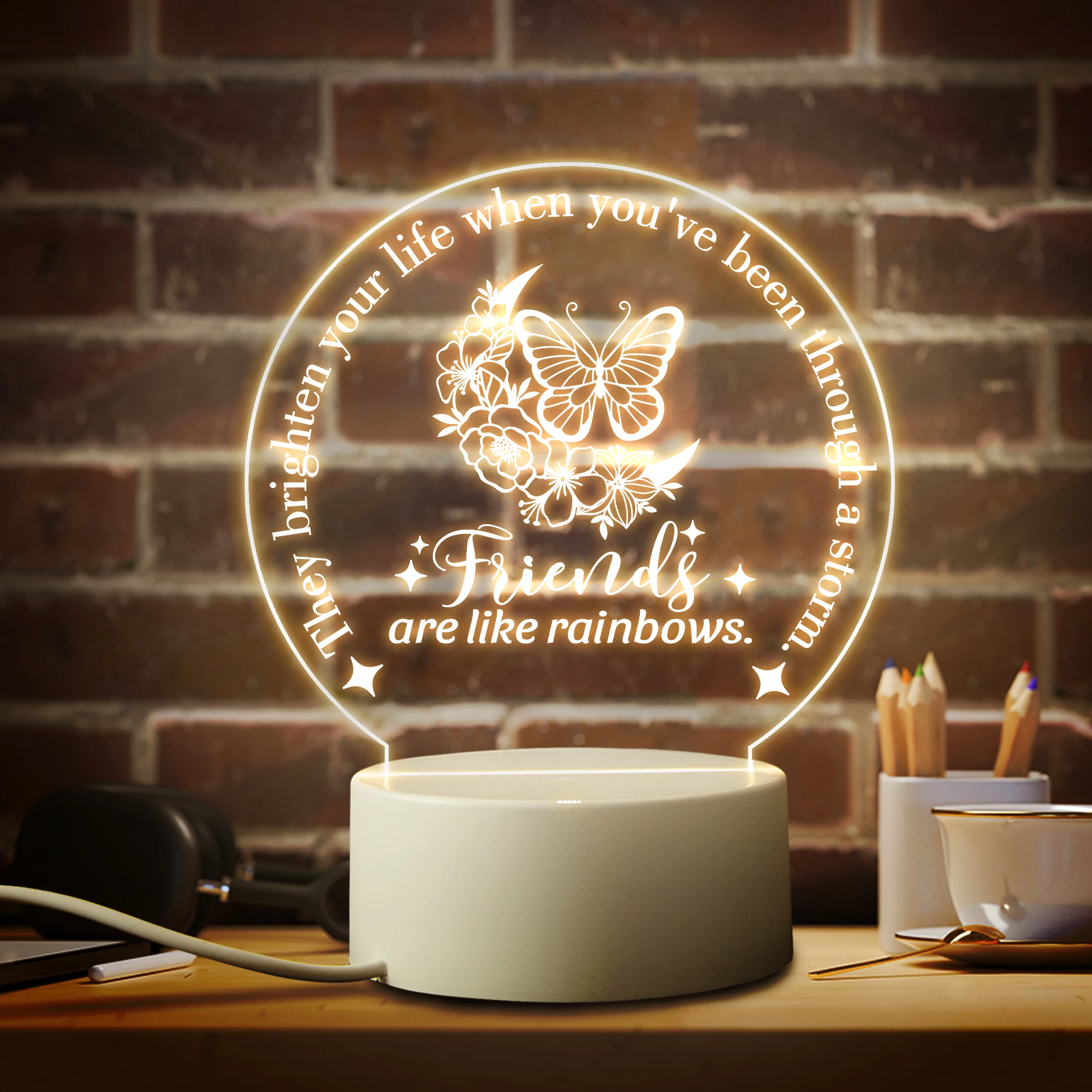 Gift for Friends 3D Lamp USB Acrylic Night Lamp Friendship Gift Nightlight Birthday Christmas Gift for Bedroom Decorations