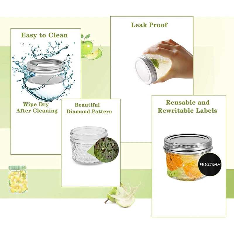 Обычные банки с крышками стеганые хрустальные идеально подходят для джемов