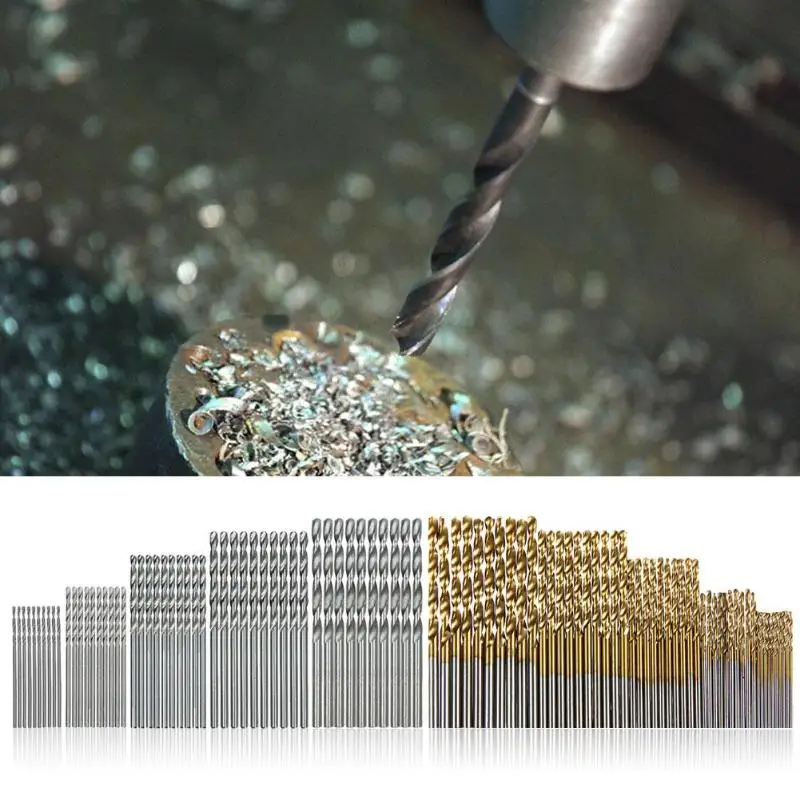 100 Pcs/Set Titanium Coated Twist Drill Bit High Speed Steel Hole Opener Woodworking Metal Plastic Tools Electric | Инструменты