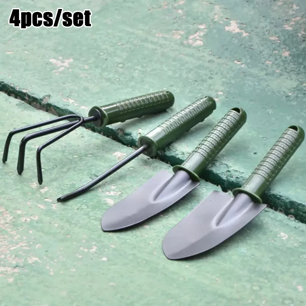 

Ergonomic Garden 4Pcs Tool Set Includes Small Shovel/Weeder/Rake/Trowel Non-slip PVC Handle Gardening Tool Hand Tool