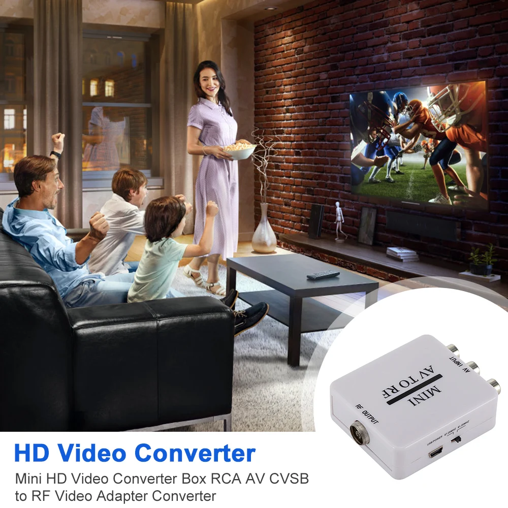 Мини HD видео конвертер коробка Plug and Play RCA AV CVSB к RF адаптер поддерживает МГц 61 25 67