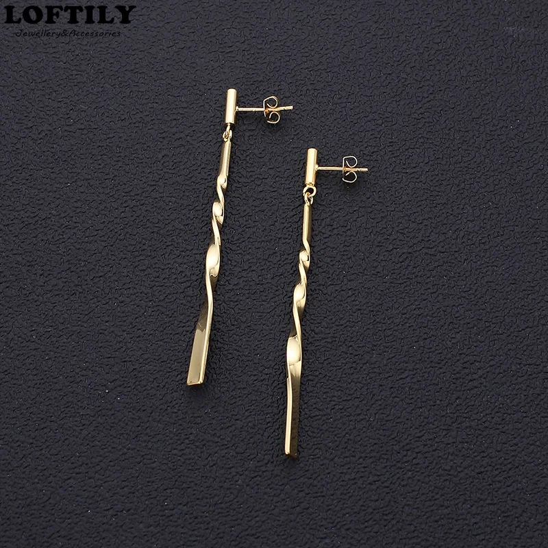 Женские серьги скрученный стержень длинной цепи золотые Цвет Мода Висячие