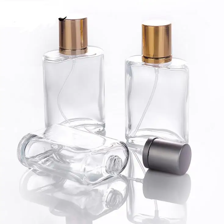 

50pcs/lot Clear Empty Glass 30ml Spray Perfume Bottles Portable Cosmetic Containers With Gold And Gray Cap For Parfum SN62