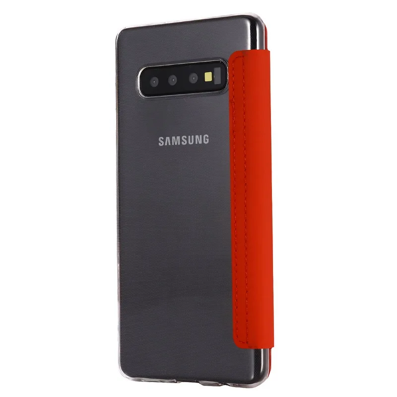 Кожаный зеркальный чехол с откидной крышкой для samsung Galaxy Note 10 Pro 9 8 S10 S9 S8 Plus A20 A30 A40 A50 A70 A7 прозрачная задняя крышка
