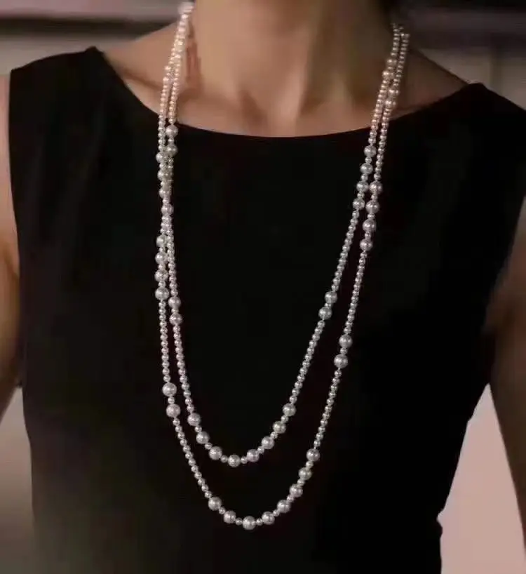 Новое ожерелье для свитера 4-9 мм прочная легсветильник цепь с пресноводным