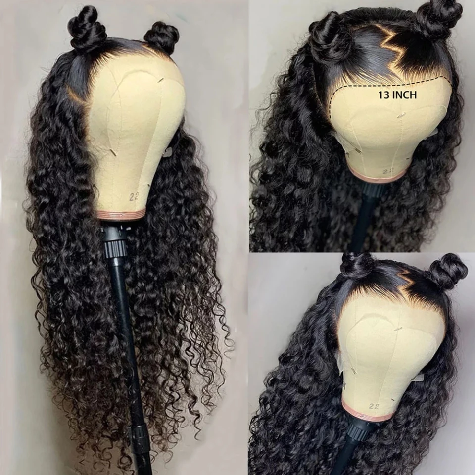 

Free Part 13x4 Lace Front Human Hair Wig Brazilian Kinky Curly Pre Plucked Deep Curly Remy 150 Density 13x6x1 Lace Front Wig