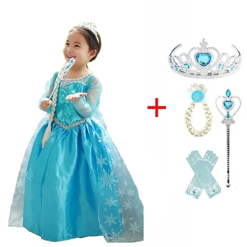 Princess Elsa Dress for Girls Cosplay Costumes Dresses Kids Clothing Birthday Clothes 4 6 8 9Y | Детская одежда и обувь