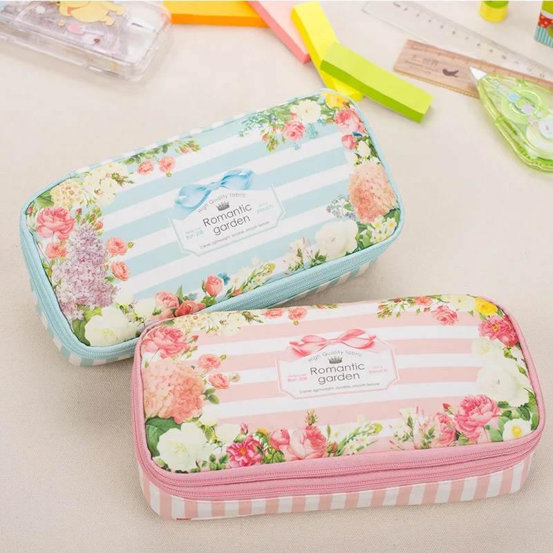 Милый романтический сад большой Карандаш Чехол Печать Цветок водонепроницаемые