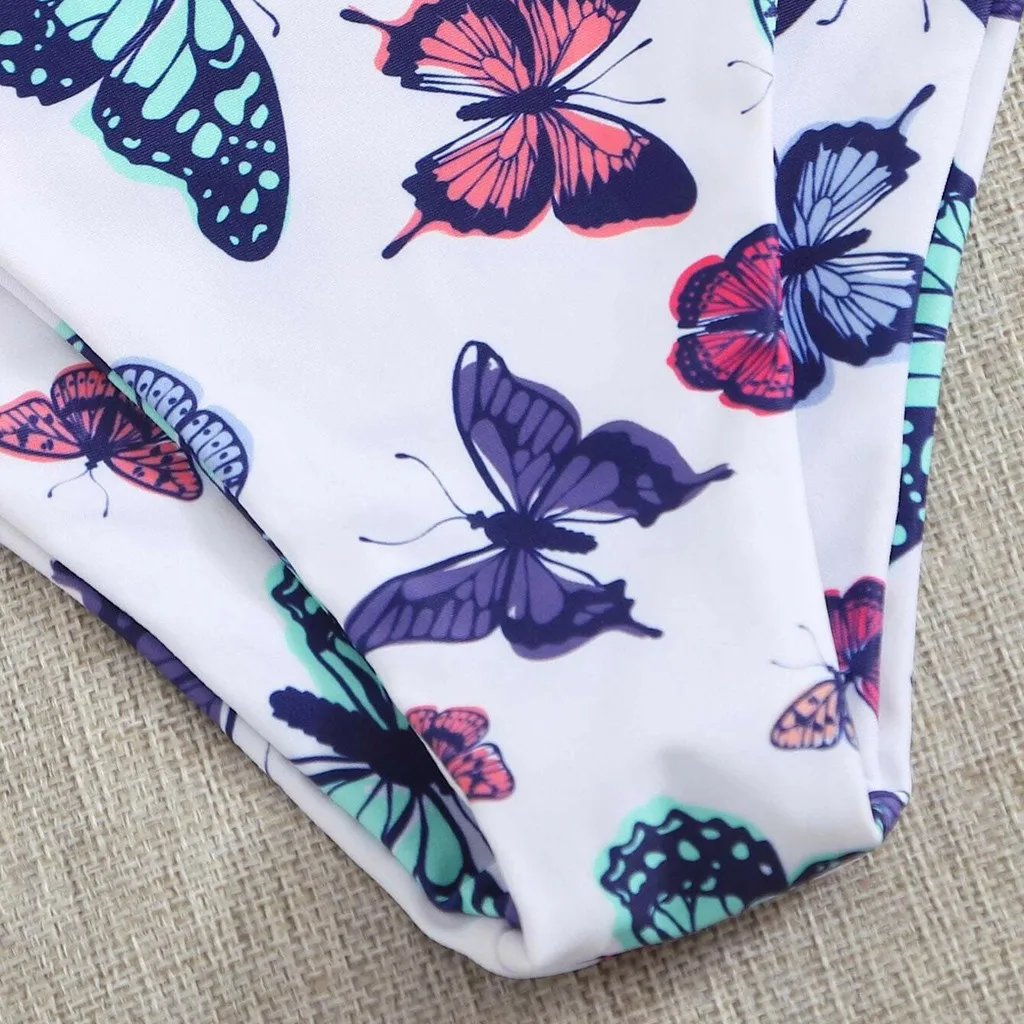 Женский комплект бикини с принтом бабочки высокой талией два предмета купальник