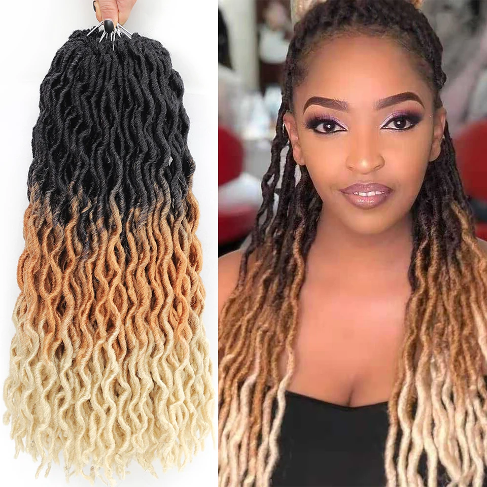 

Goddess Braids Synthetic Crochet Braids Hair Goddess Faux Locs Ombre Curly Soft Dreads Dreadlocks For Black Woman Extensions