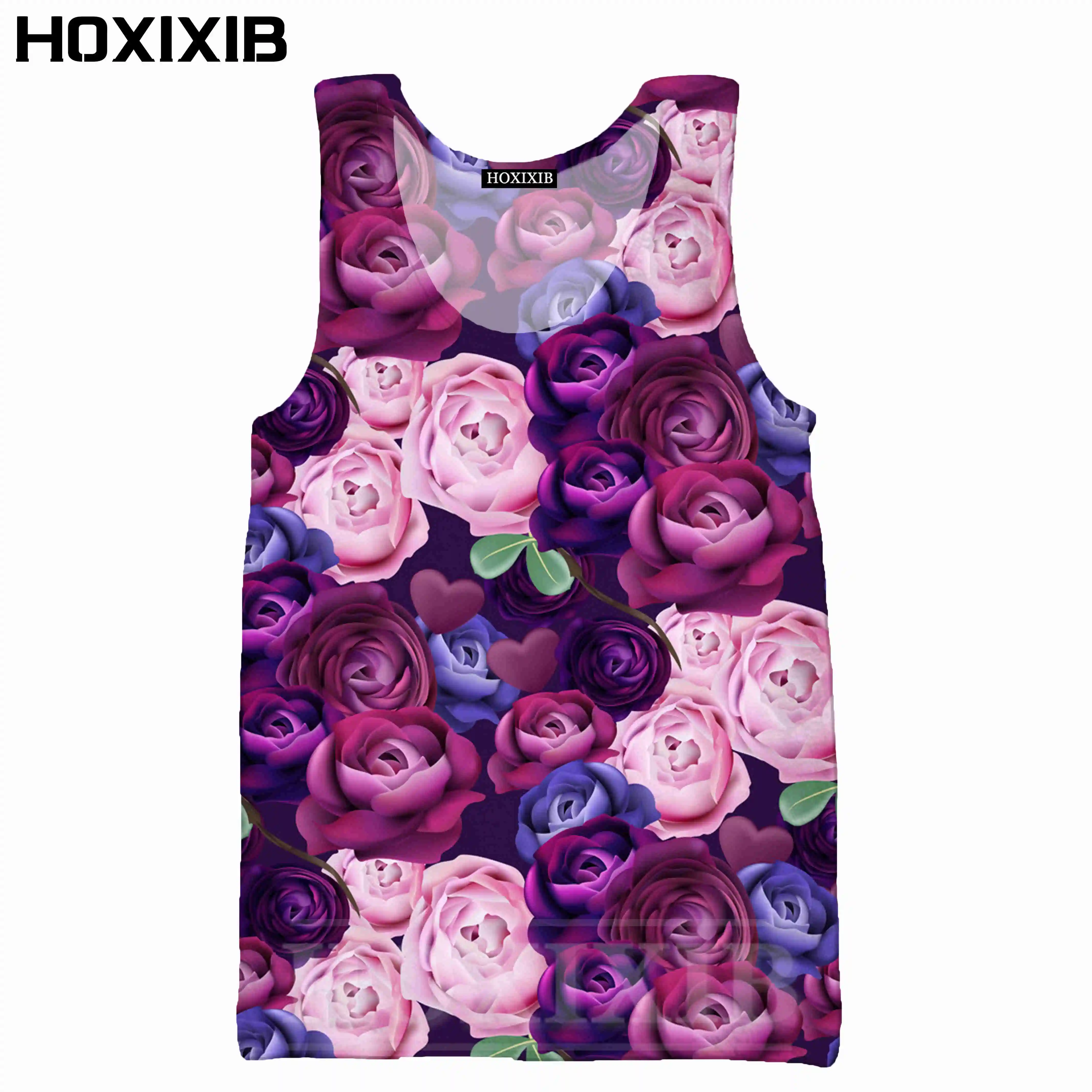 HOXIXIB 3D Color Print Plant Flower Rose Vest Men Tank Tops Colorful Daisy Beautiful Butterfly Undershirt Fashion Hot Women Shir