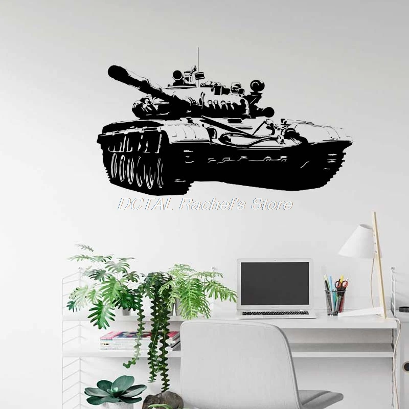 Танк Vstank Russian Army Tank T72 M1 Wall Sticker Military Weapon Army Decal Vinyl Sticker House Murals For Kids Room Decoration