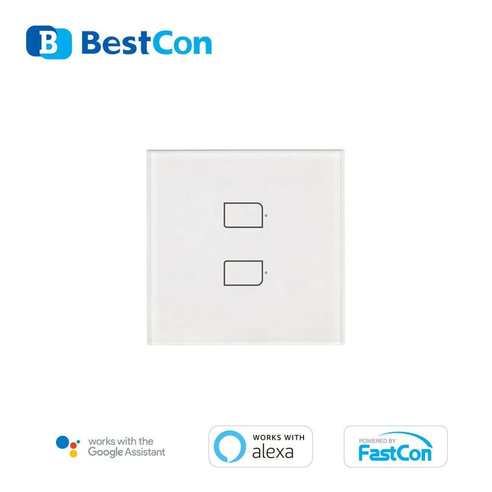 Однополюсный умный настенный выключатель BroadLink BestCon TC2S 2GANG RF стандарта