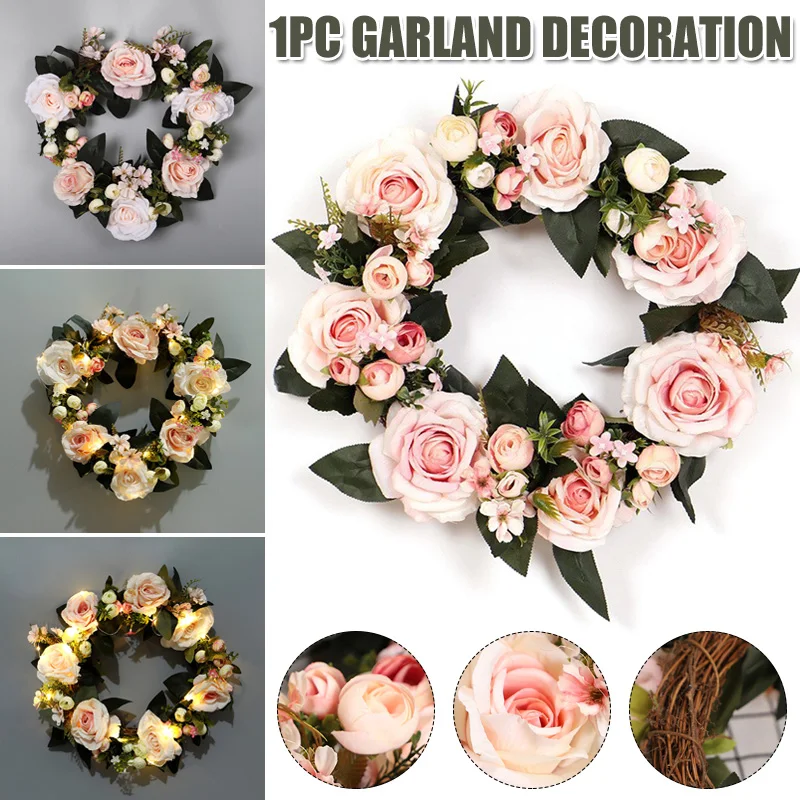 

Floral Wreath Classic Flowers Rose Wreath for Home Room Garden Lintel Decoration F2